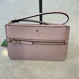 Kate Spade Bee Mikas Pond Pink Blush Double Zip Wristlet NWT